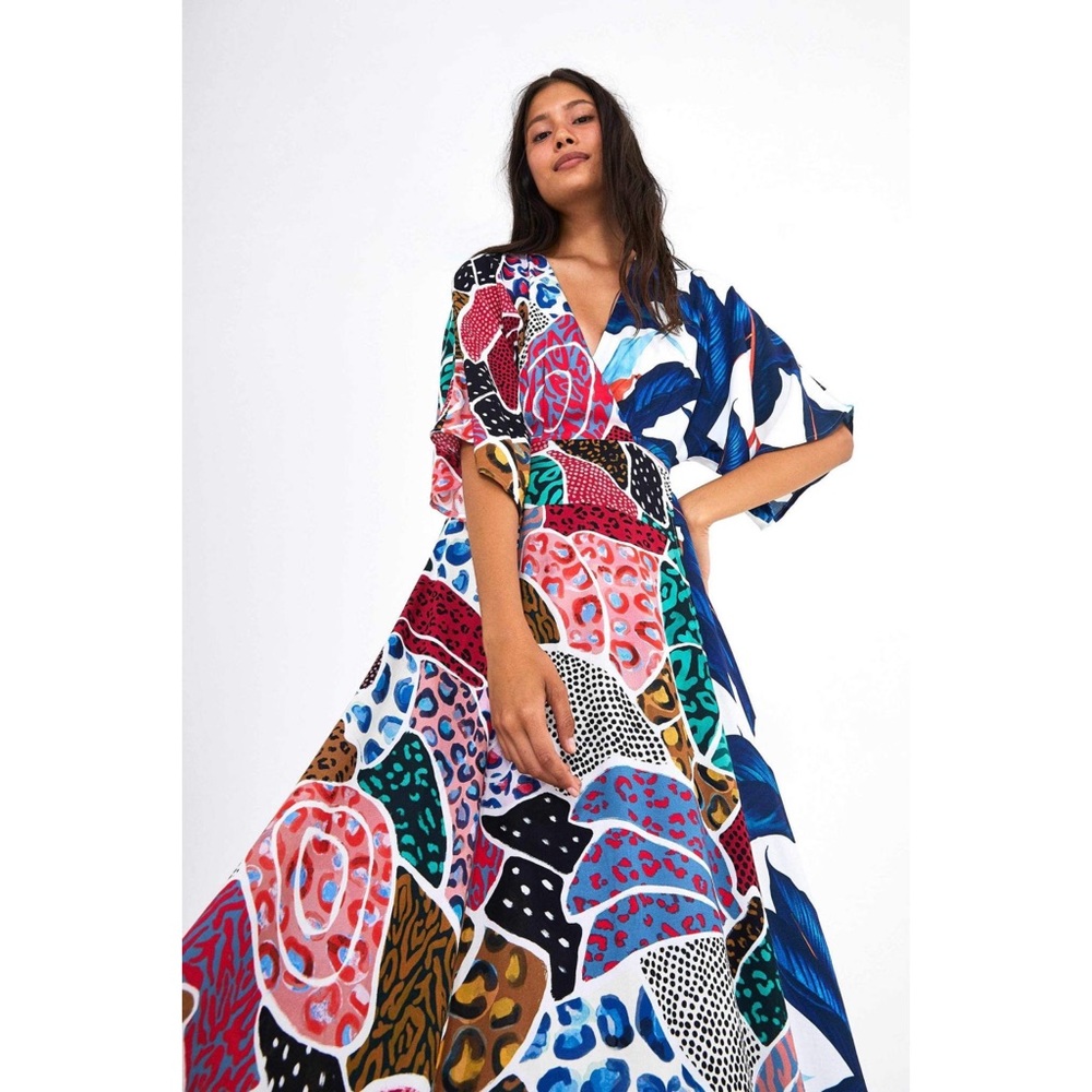 ❗️SOLD❗️RARE Farm Rio Mixed Prints Wrap Maxi Dress - Picture 1 of 11